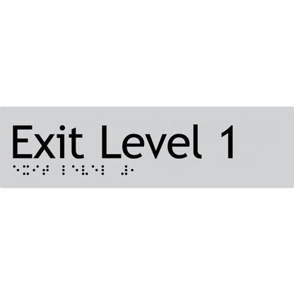 AS1428 Compliant Exit Sign L1 SILVER Level 1 Braille 180x50x3mm