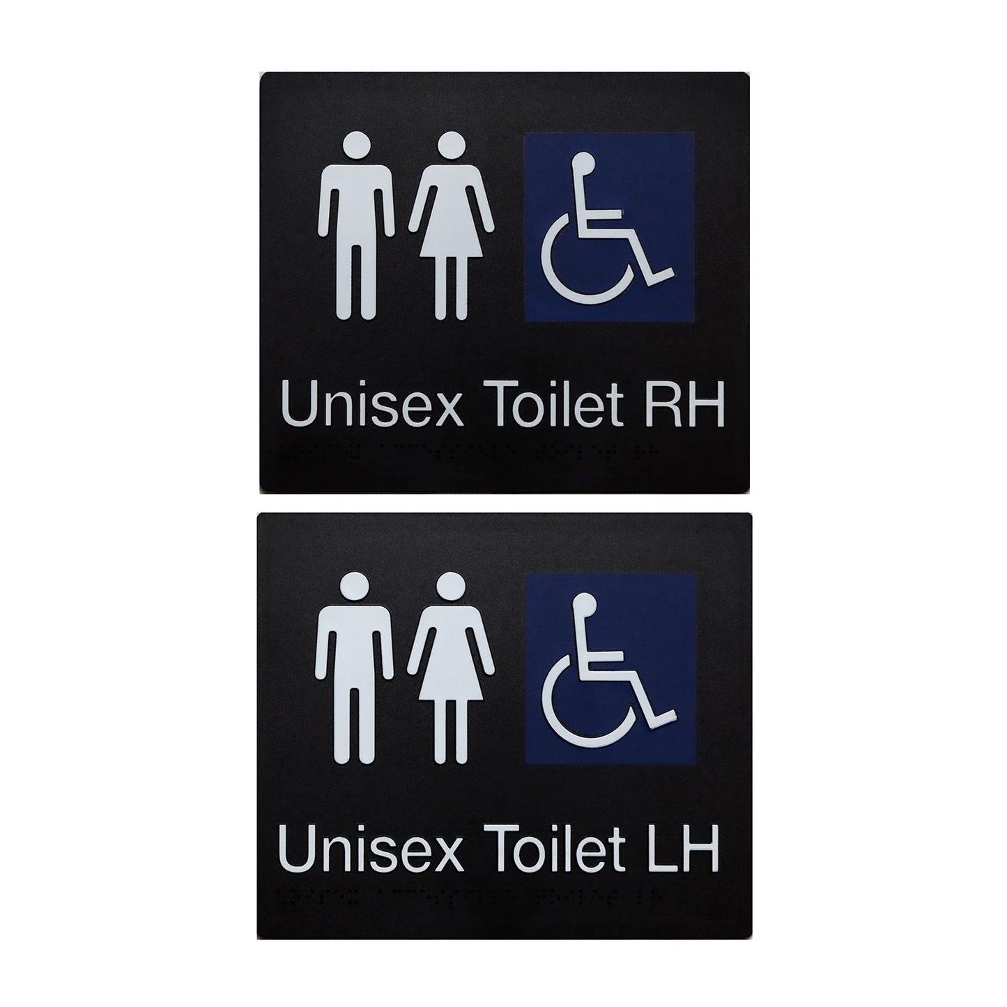 Tim The Sign Man Unisex Disabled Toilet Braille Amenity Sign Black/White - Available in Various Handing