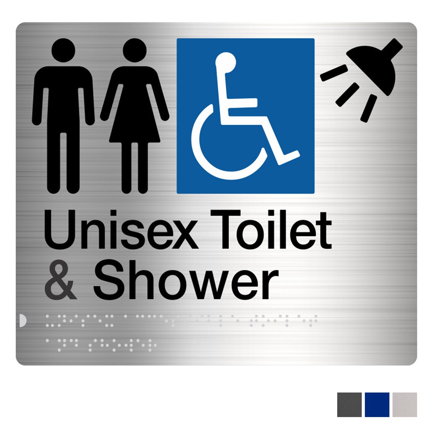 Tim The Sign Man Unisex Disabled toilet and Shower Sign Braille - Available in Various Finishes