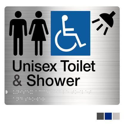 Tim The Sign Man Unisex Disabled toilet and Shower Sign Braille - Available in Various Finishes