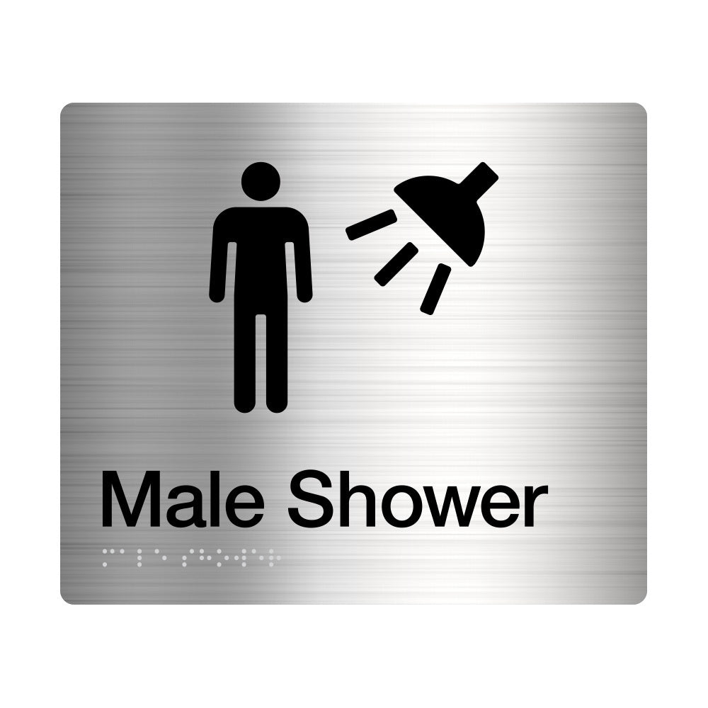 Tim The Sign Man Male Shower Amenity Sign Braille Stainless Steel MS-SS