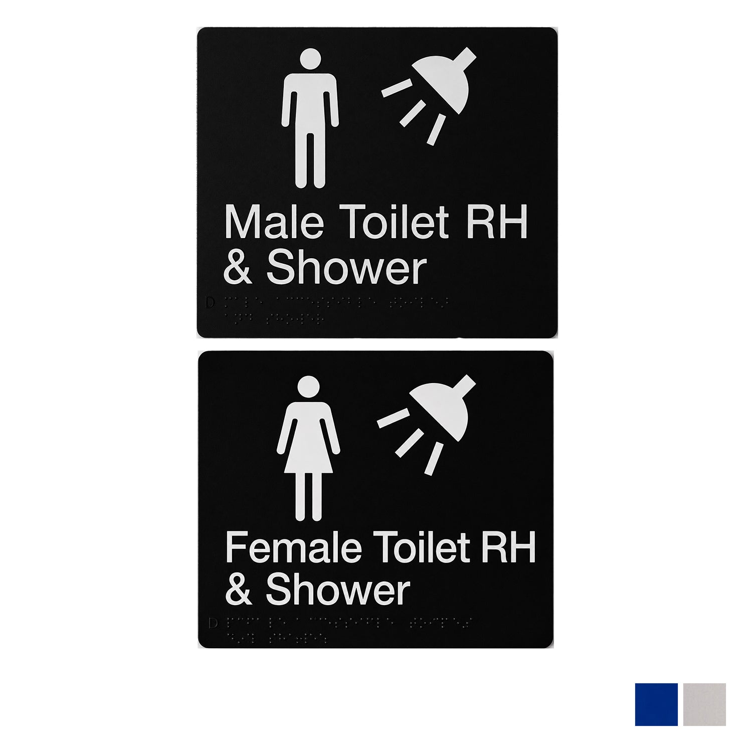 Tim The Sign Man Toilet and Shower RH Braille Amenity Sign - Available in Various Finishes and Gender
