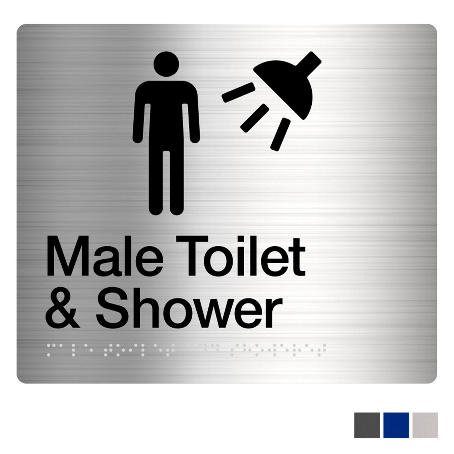 Tim The Sign Man Male Toilet and Shower Amenity Sign Braille - Available in Various Finishes