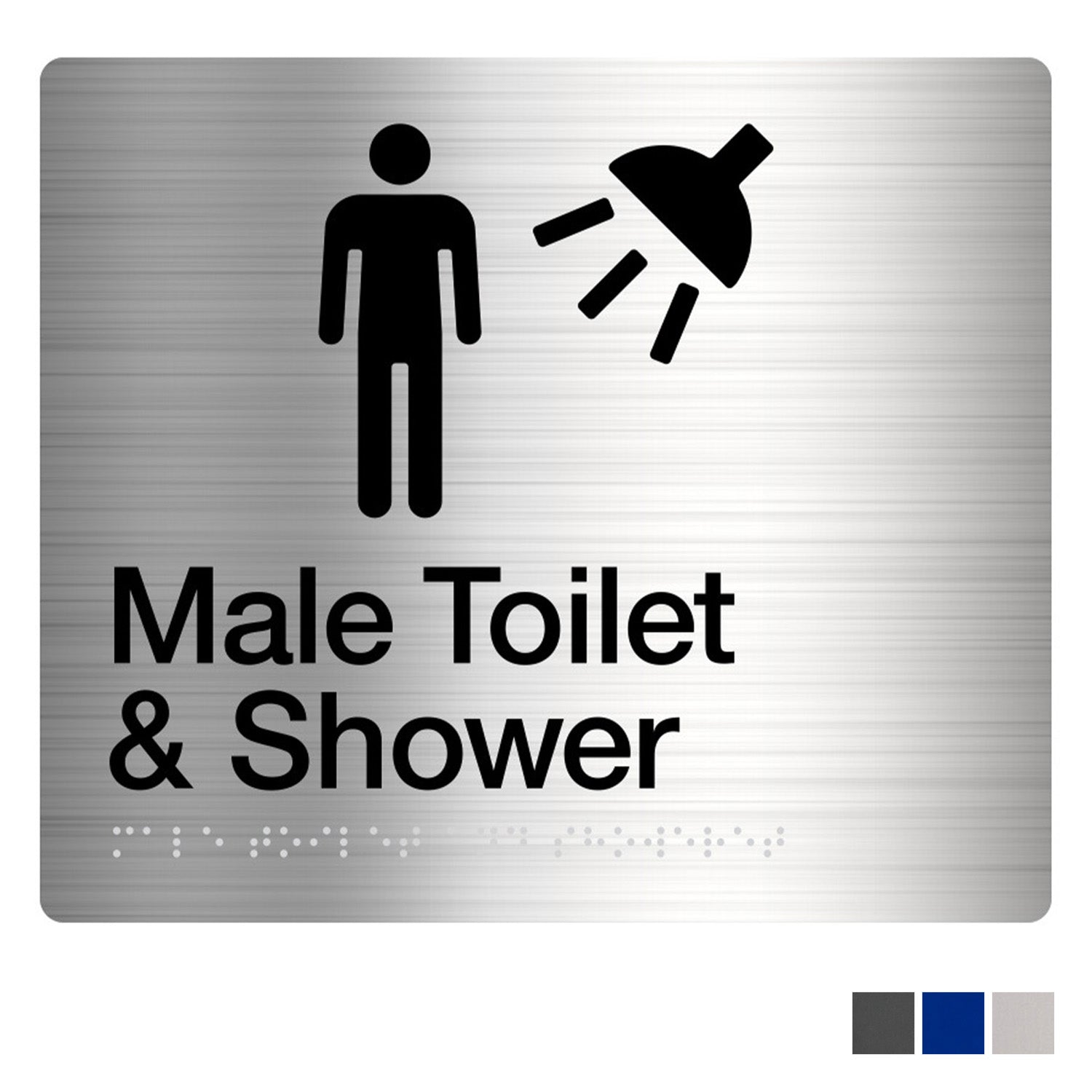 Tim The Sign Man Male Toilet and Shower Amenity Sign Braille - Available in Various Finishes
