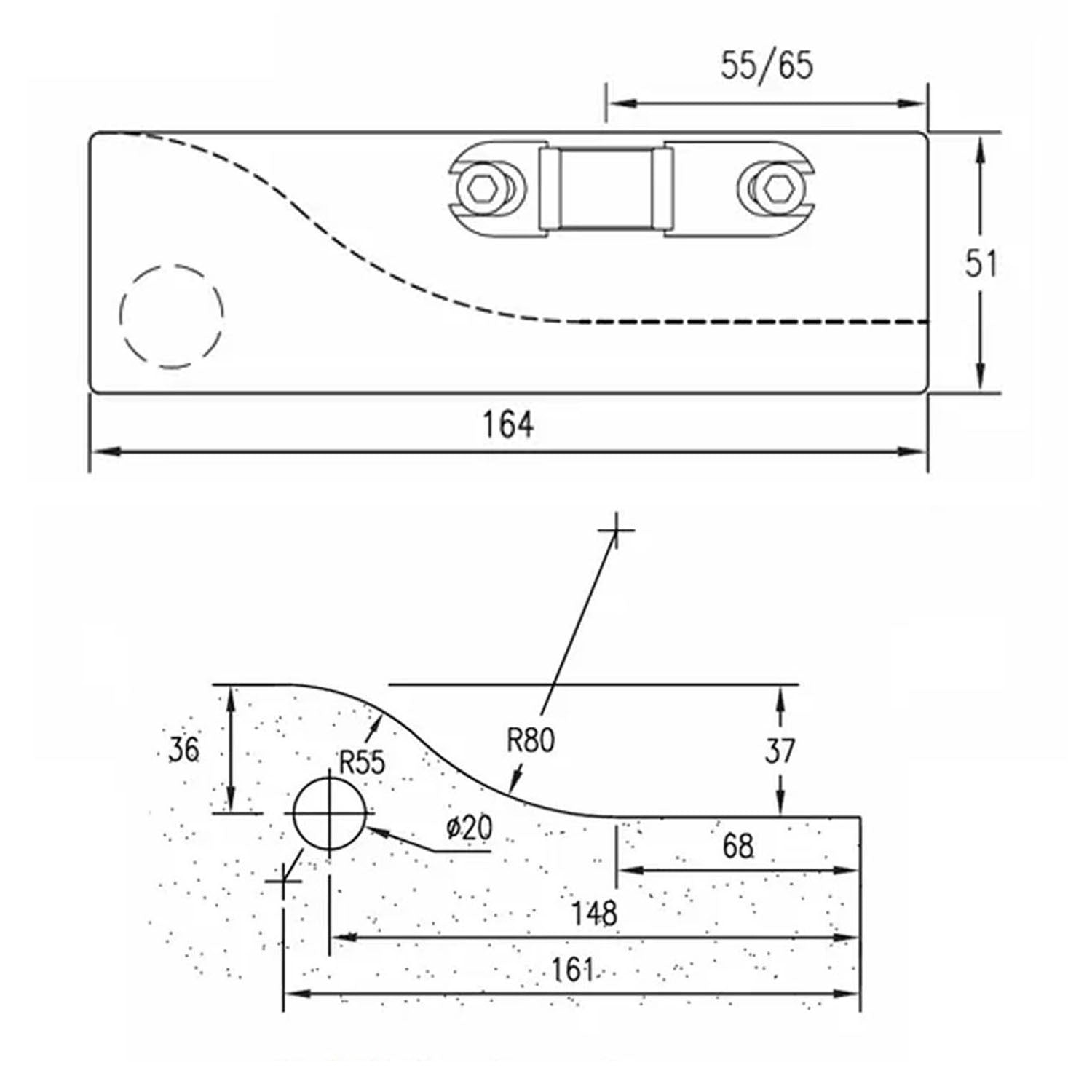 Dormakaba UL PT20.V3.SSS Patch Fitting Satin Stainless Steel 80351270099