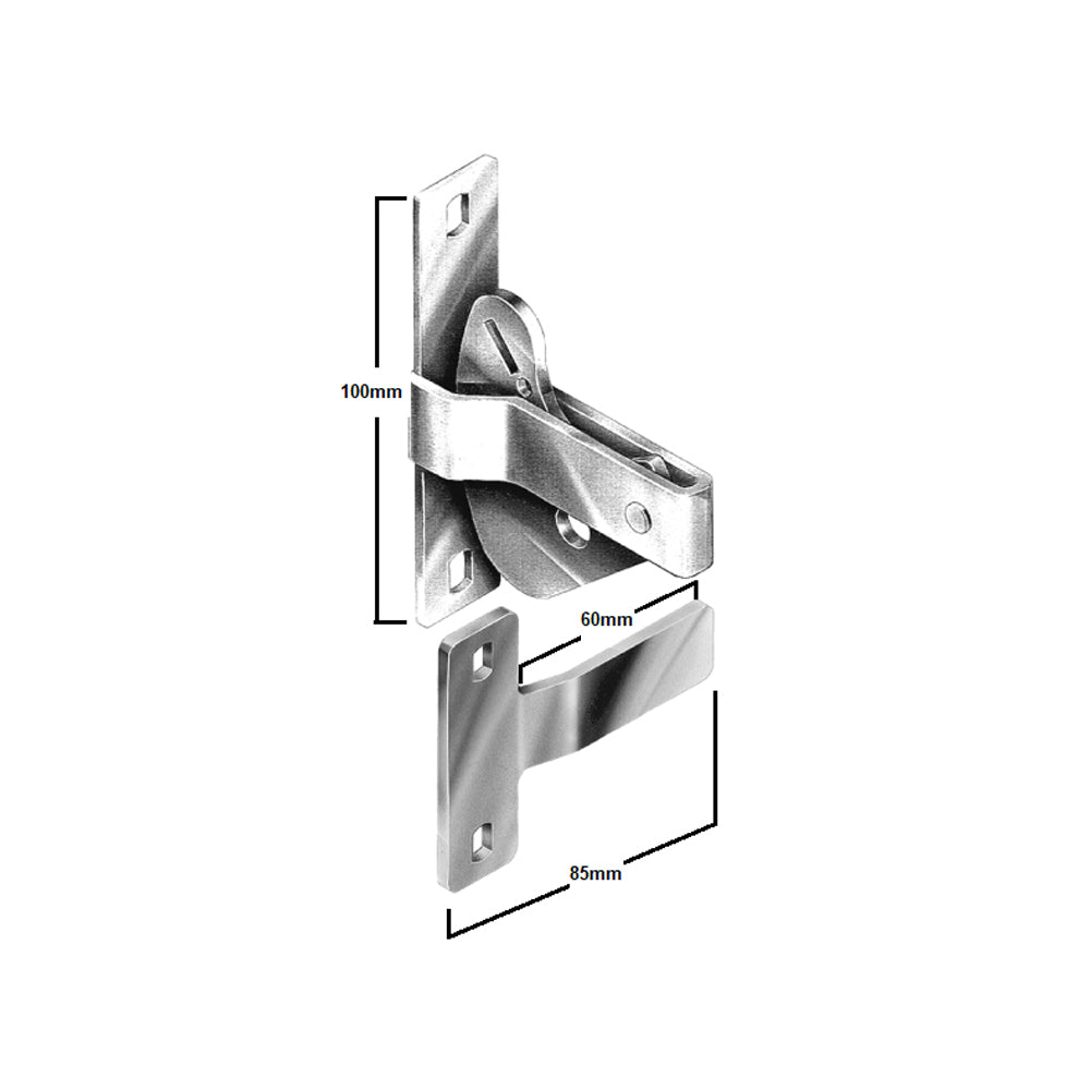 Elgate Gate Latch D-Latch Striker Bolt On Flat Post Zinc Plated DLK