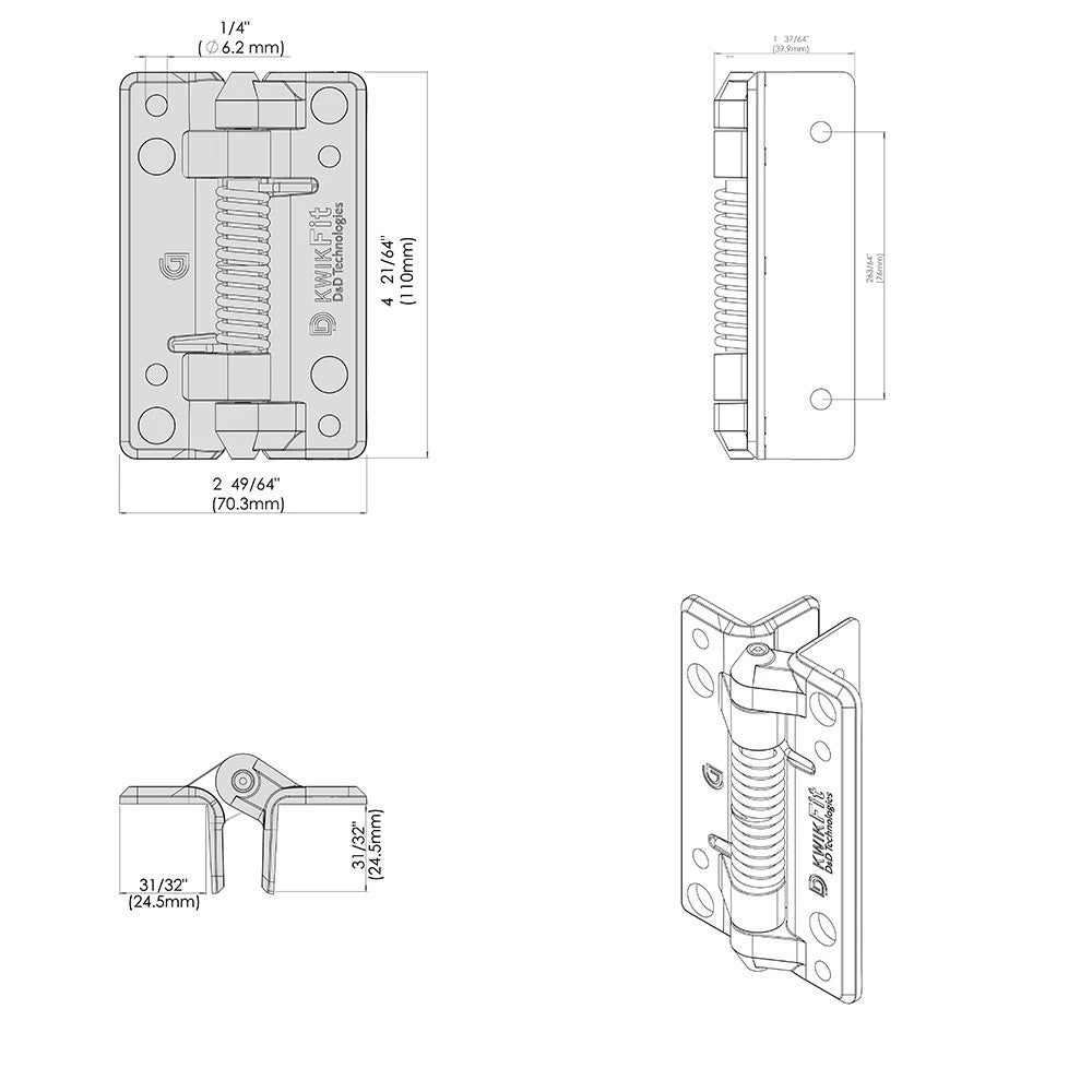 D&D KwikFit KFS Self Closing Fixed Tension Gate Hinge Swimming Pool