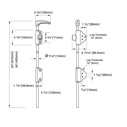 D&D LokkBolt LB118BX-LA Lockable Security Drop Bolt Lock 457mm For Metal Gates
