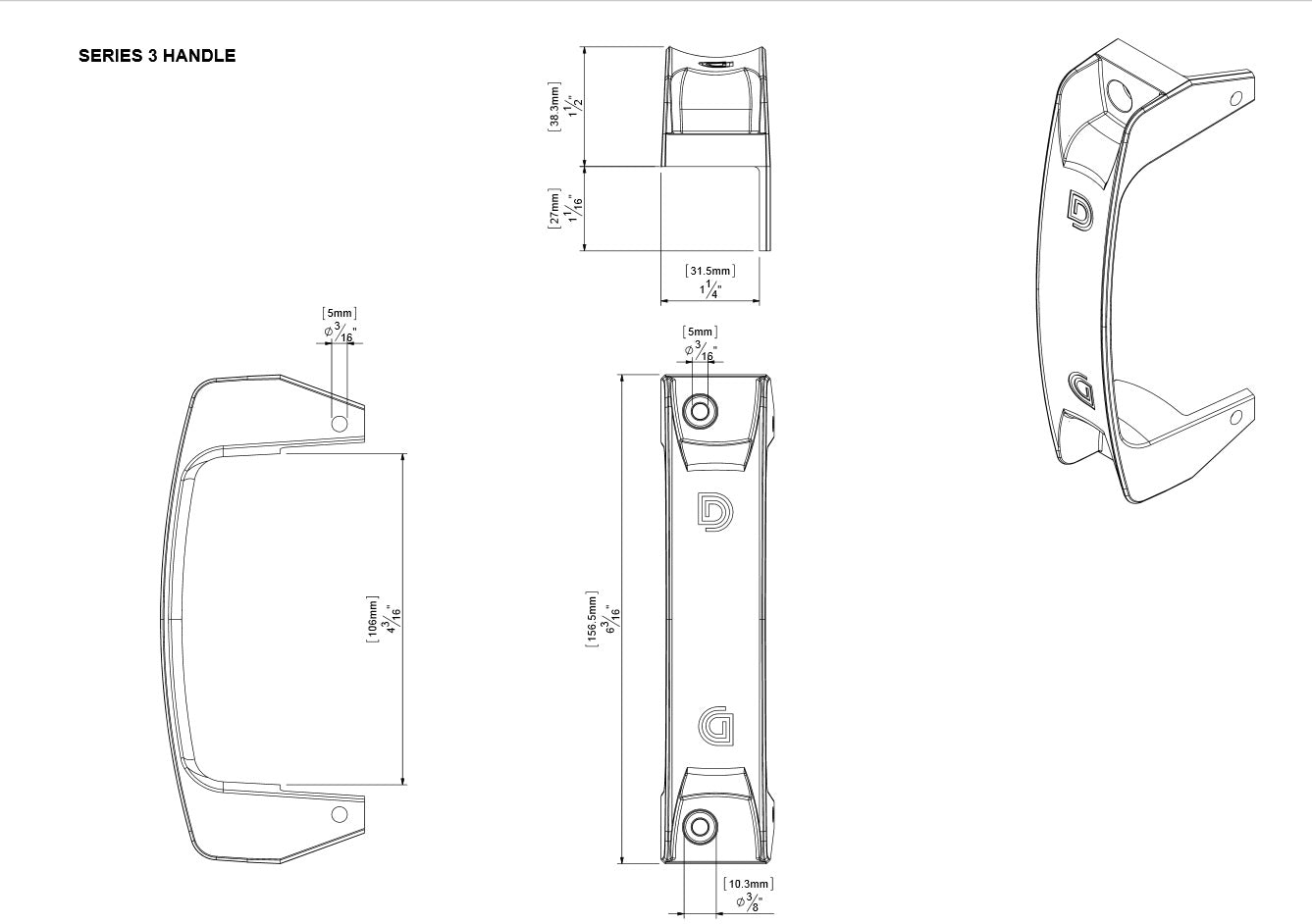 D&D Gate Handle LL3GH Non Handed Suits Wood Metal Gates