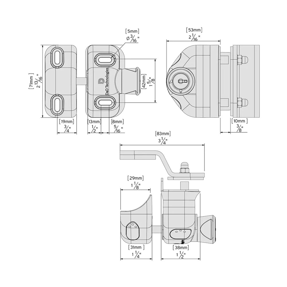 D&D MagnaLatch MLSPS2LGHK Magnetic Side Pull Glass Gate Lock Pool Safety