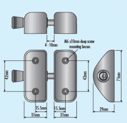 D&D Vizage MagnaLatch MLSPS2V Side Pull Magnetic Glass Pool Gate 316 Grade SS
