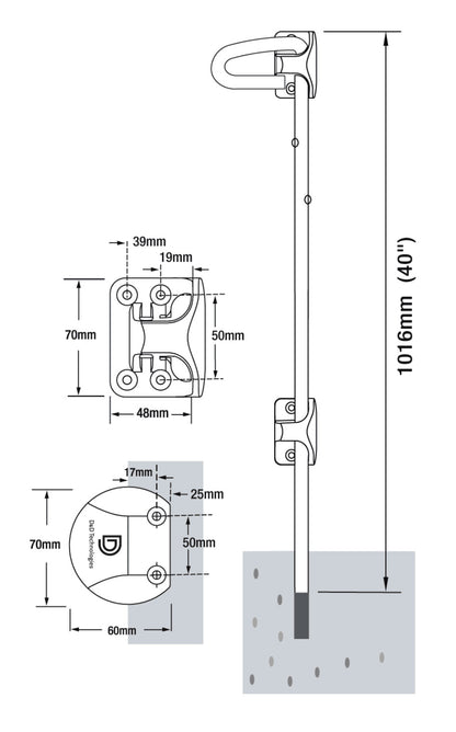 D&D QB140 Q-Bolt Padlockable Drop Gate Lock 1016mm Wide Bracket For Metal