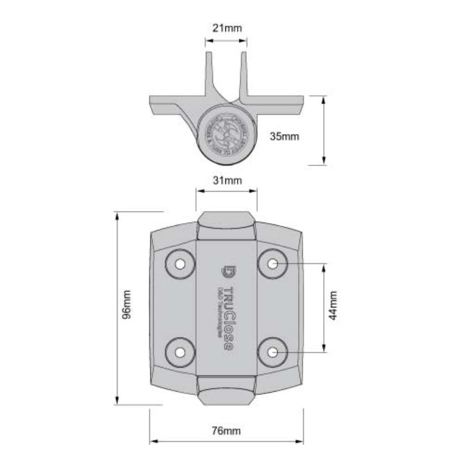 D&D TruClose TCA1L2S3BT Self Closing Gate Hinge + 2 Alignment Legs