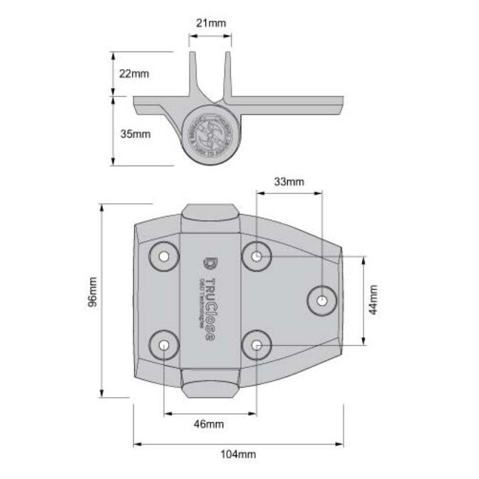 D&D TruClose TCA2L2S3BT Self Closing Gate Hinge + 2 Alignment Legs