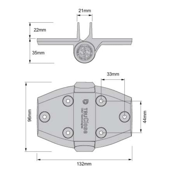 D&D TruClose TCA3L2S3BT Self Closing Gate Hinge + 2 Alignment Legs