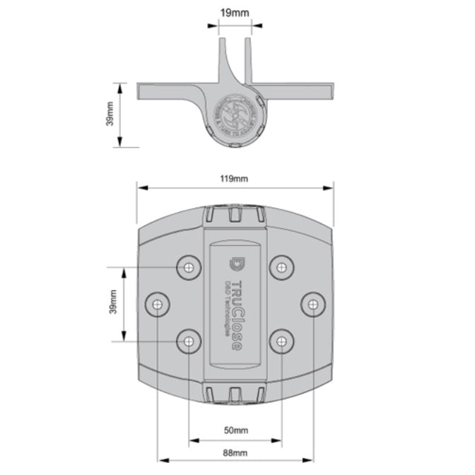 D&D TruClose TCHD1L2S3BT Self Closing Heavy Duty Gate Hinge + 2 Alignment Legs