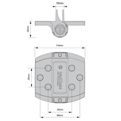 D&D TruClose TCHD1L2S3BT Self Closing Heavy Duty Gate Hinge + 2 Alignment Legs