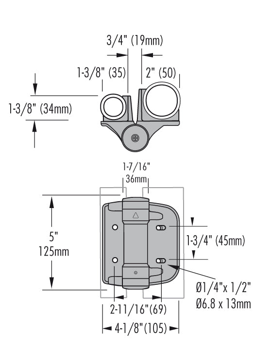 D&D TruClose TCHDRND1-S3 Self Closing Various Round Post Heavy Duty Gate Hinge