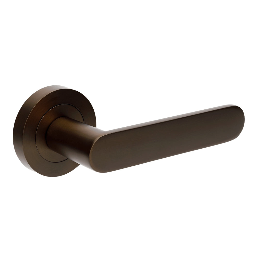 Zanda Duke Door Lever on Rose  Ember Bronze - Available in Various Function|ZAN10091EB