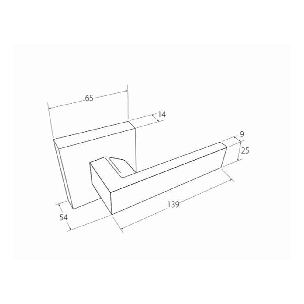 Zanda Trident Door Handle Lever on Square Rose - Available in Various Function and Finishes