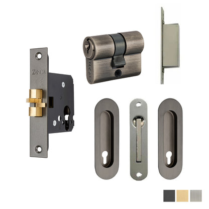 Zanda Oval Style Sliding Door Euro Lock Kit - Available in Various Finishes
