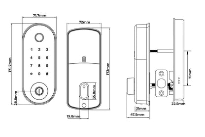 Zanda Stealth Smart Lock Deadbolt - Available in Various Finishes