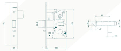 Zanda Commercial Mortice Lock Fire Rated - Available in Various Finishes|ZAN1450EB