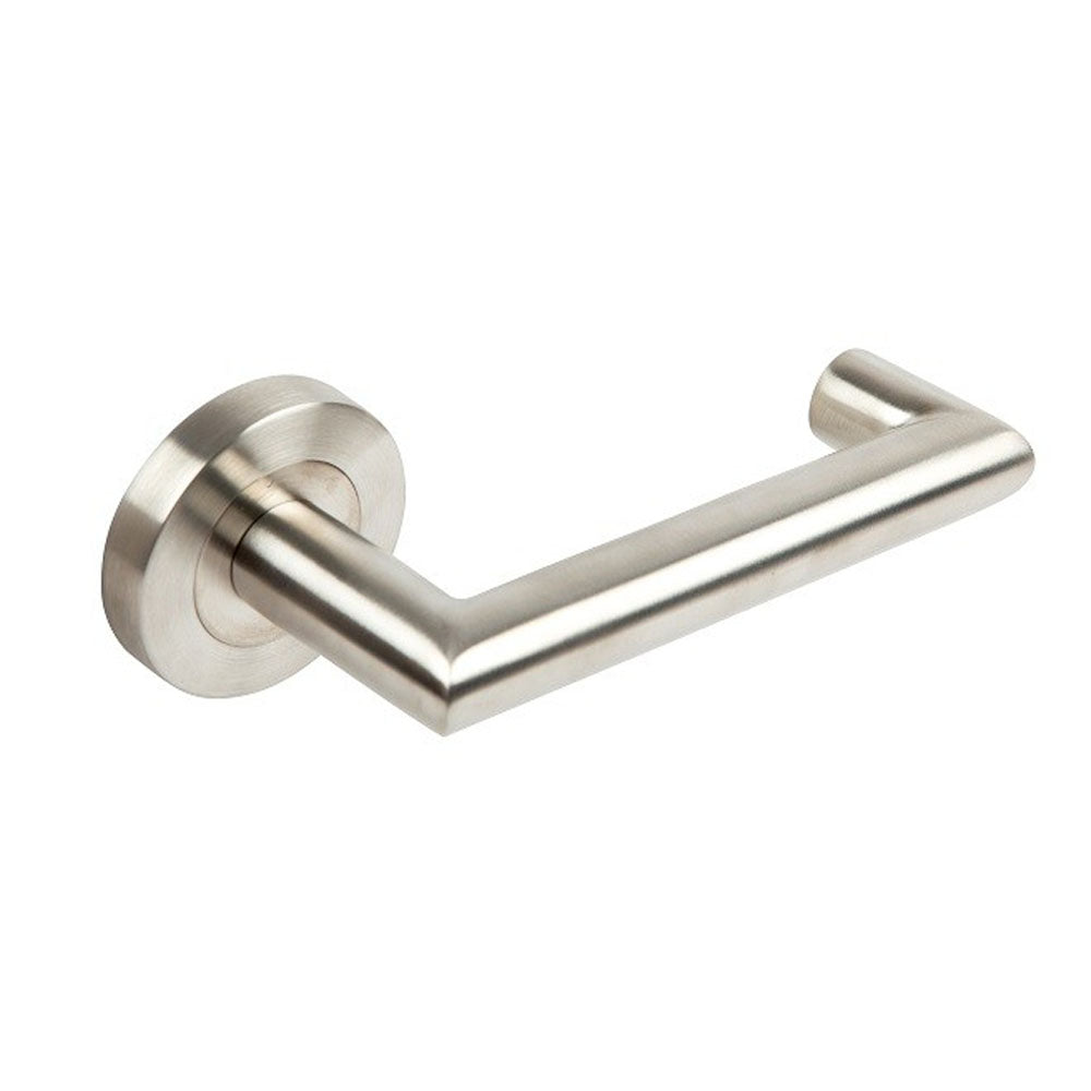 Zanda Teuila Return Door Lever Handle on Round Rose 55mm Stainless Steel - Available in Various Function