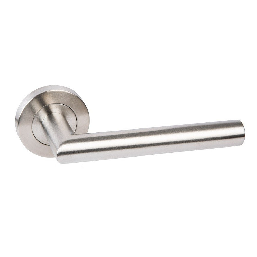 Zanda Teuila Door Lever Handle on Round Rose 55mm Stainless Steel - Available in Various Function