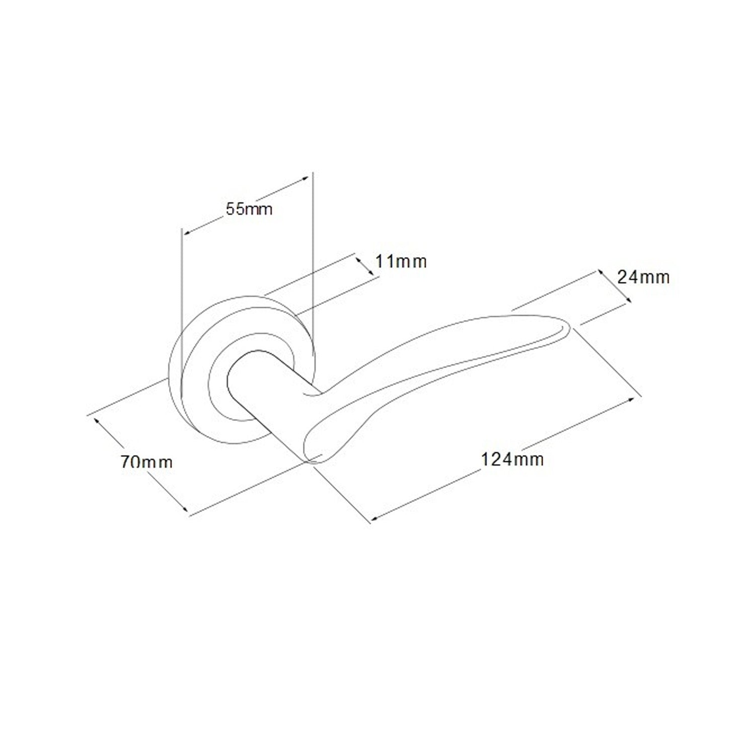 Zanda Apollo Door Handle Lever on Round Rose Graphite Nickel