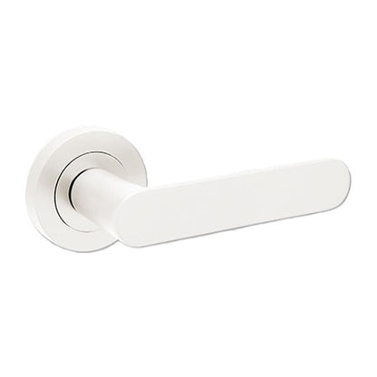 Zanda Duke Door Lever Handle on Round Rose White