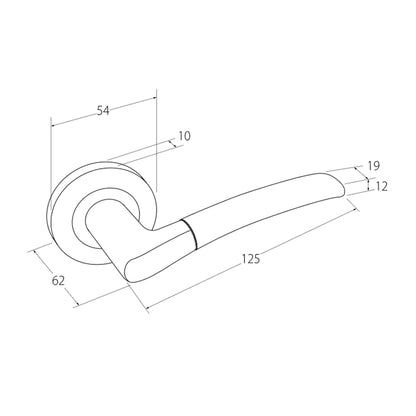 Zanda Luxe Door Lever Handle on Round Rose Brushed Nickel/Chrome Plate