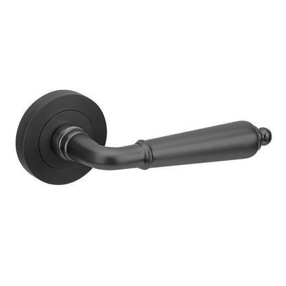 Zanda Oxford Door Handle Lever on Round Rose Matt Black - Customise to your Needs