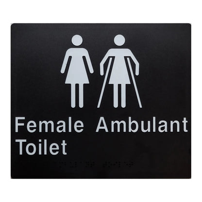 Tim the Sign Man Female Ambulant Toilet with Braille Amenity Sign - Available in Various Finishes