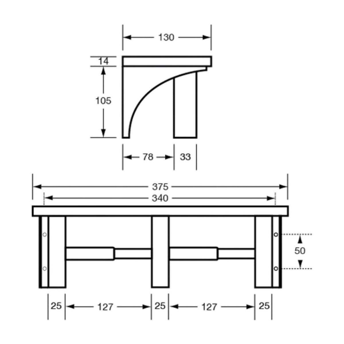 Metlam Double Toilet Roll Holder and Shelf Satin Stainless Steel ML949_375MM