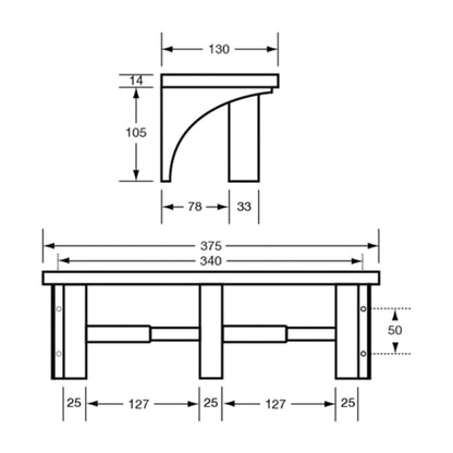 Metlam Double Toilet Roll Holder and Shelf Satin Stainless Steel ML949_375MM