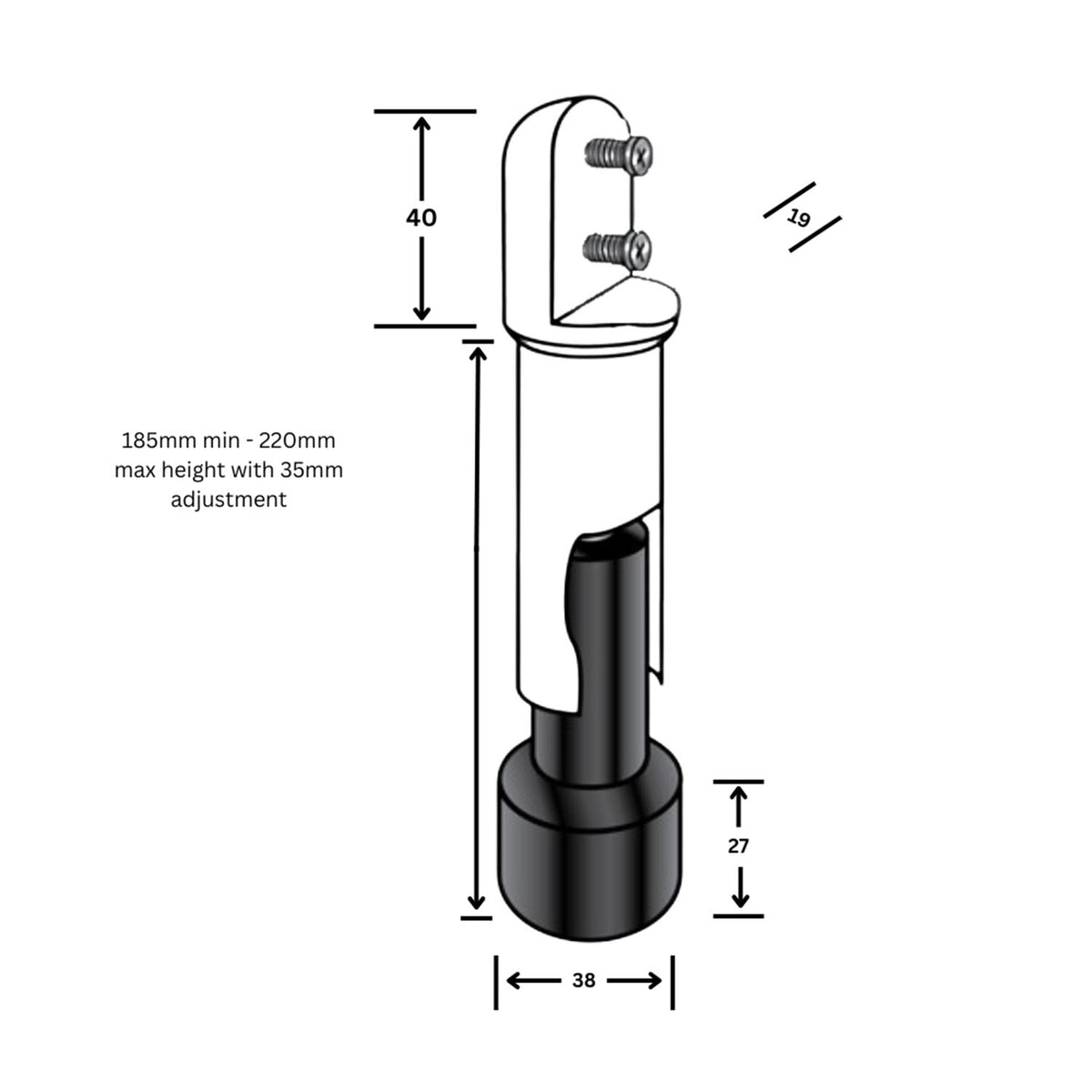 Metlam Heavy Duty Leg 185-220mm Adjustable Stainless Steel 120_200SS