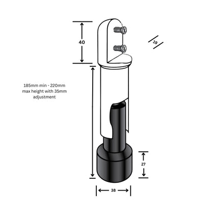 Metlam Heavy Duty Leg 185-220mm Adjustable Stainless Steel 120_200SS