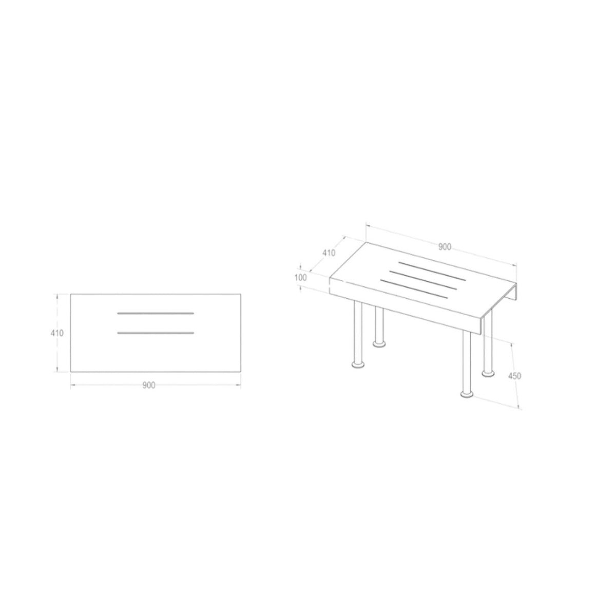 Metlam Bench Seat in Compact Laminate 550x900x410mm White ML986_CL