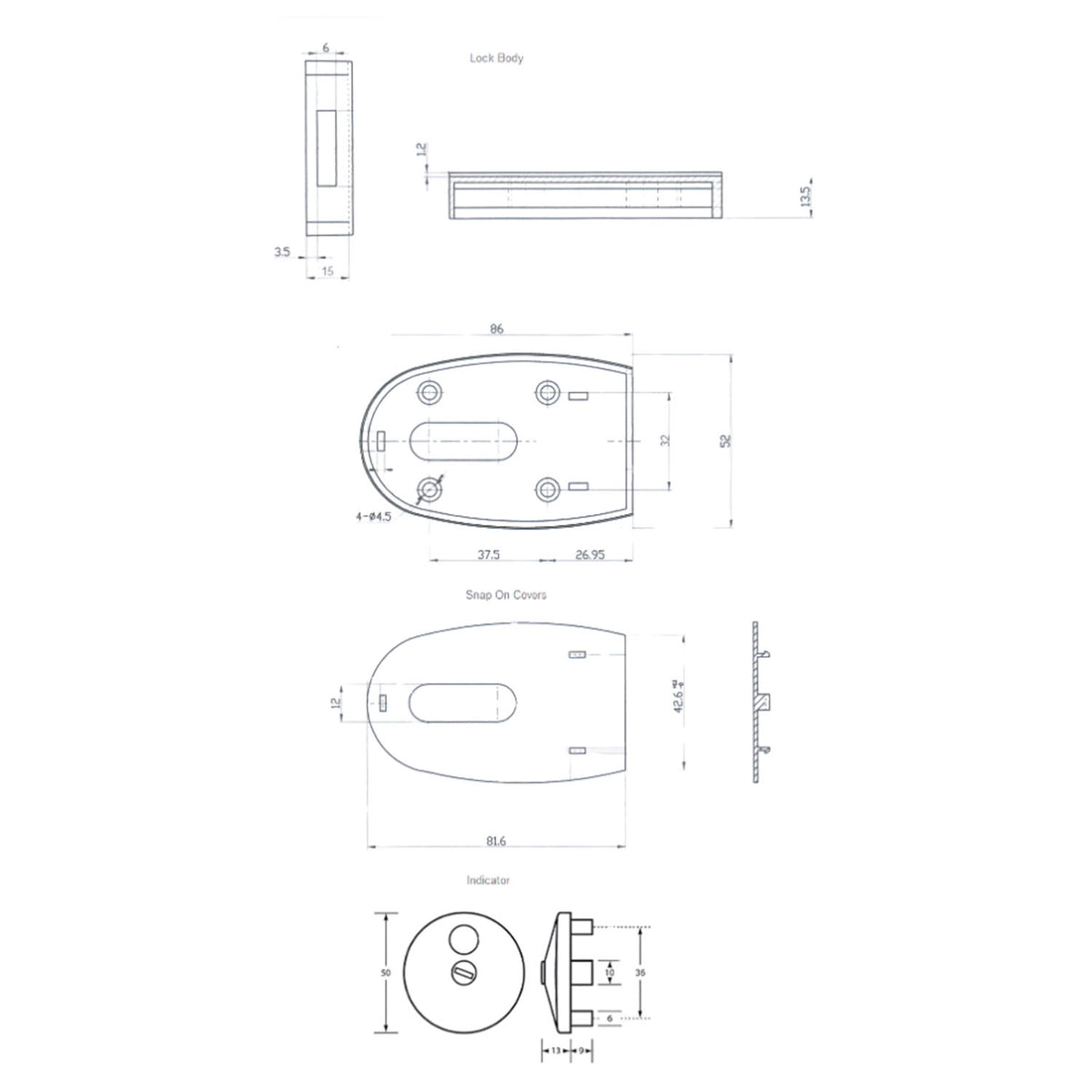 Metlam 500 Series Slide Lock & Privacy Indicator Set Satin Chrome Plate 500_SLIDELOCK_SCP