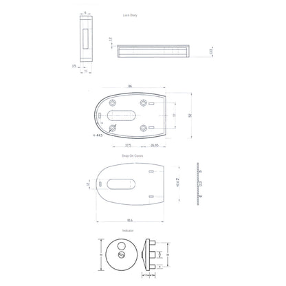 Metlam 500 Series Slide Lock & Privacy Indicator Set Satin Chrome Plate 500_SLIDELOCK_SCP