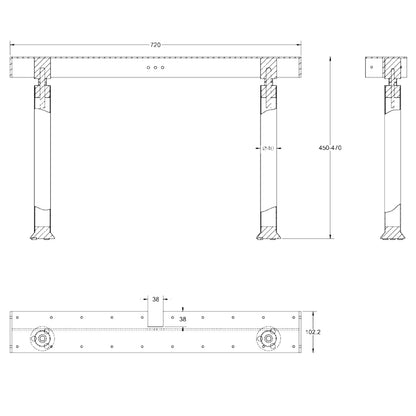 Metlam Island Bench Seat Bracket 450x102x720mm - Available in Various Finishes