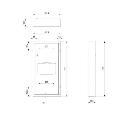 Metlam Surface Mounted Paper Towel Dispenser & Waste Receptacle Black ML710_SM_MK3_DESIGNER