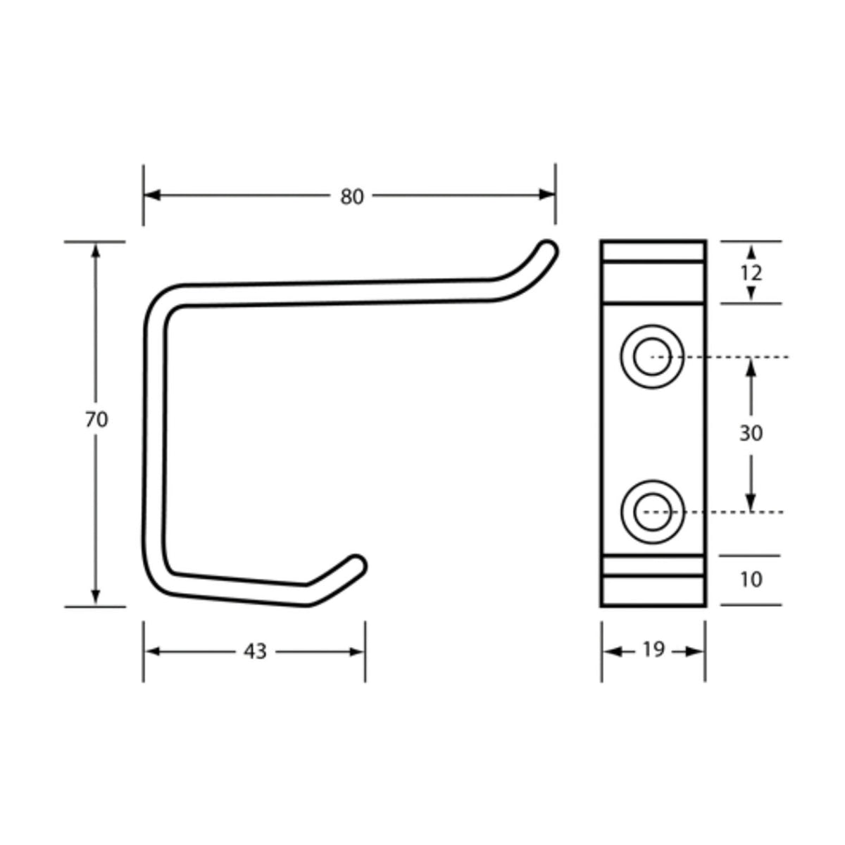 Metlam Hat and Coat Hook 80mm Stainless Steel ML4159_MKII