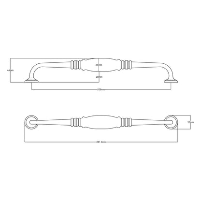 Tradco Porcelain Cabinet D Pull Handle 256mm Matt Black 21054