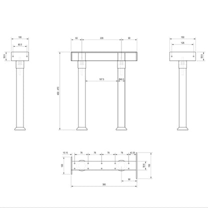 Metlam Bench Seat Bracket 450x150x380mm - Available in Various Finishes