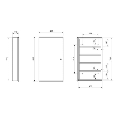Metlam Surface Mounted Medicine Cabinet & Mirror Satin Stainless Steel ML781_SM_LOCKABLE
