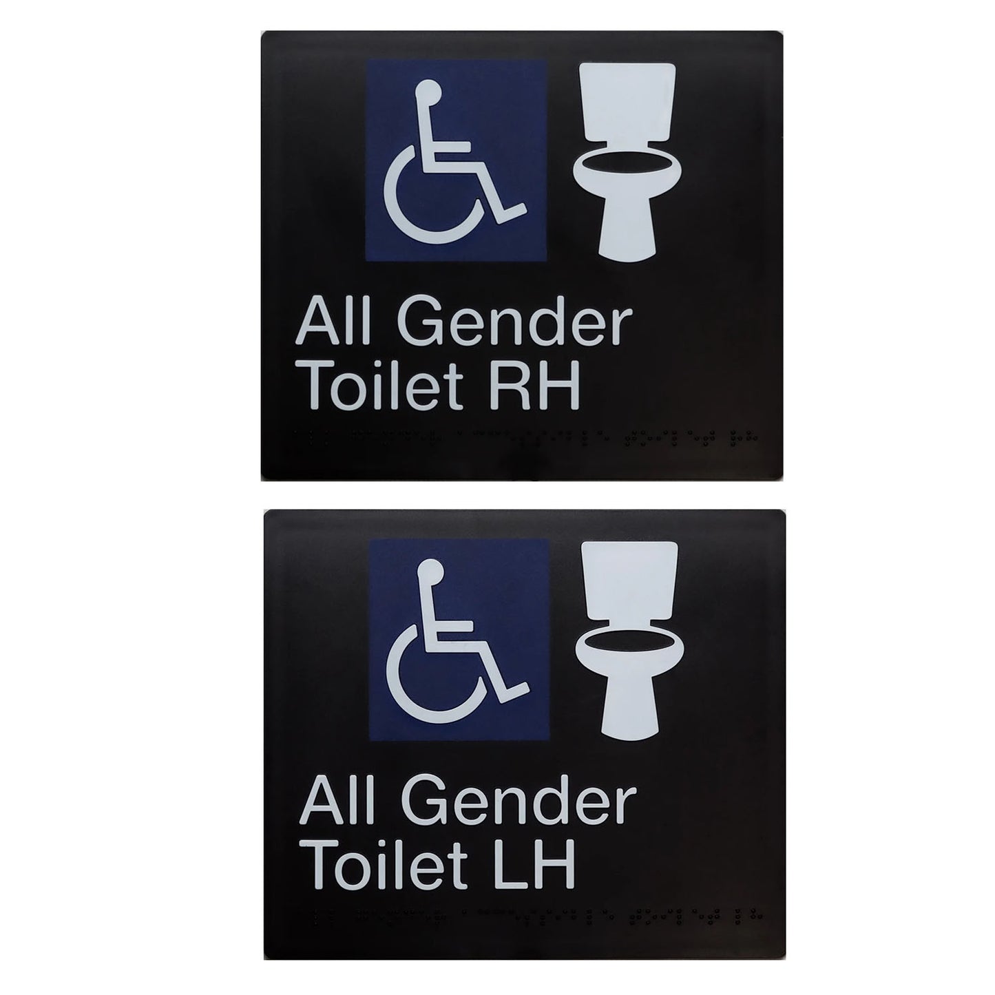 Tim The Sign Man All Gender Toilet with Braille Sign - Available in Various Finishes and Handing