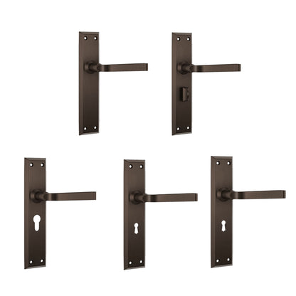 Tradco Menton Lever Door Handle on Long Backplate Antique Brass