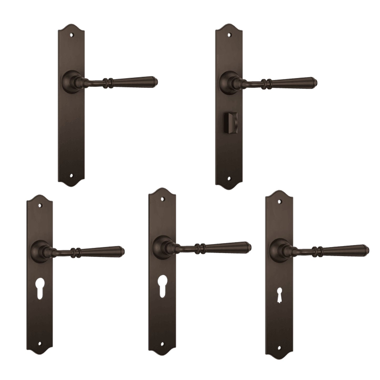 Tradco Reims Lever Door Handle on Long Backplate Antique Brass
